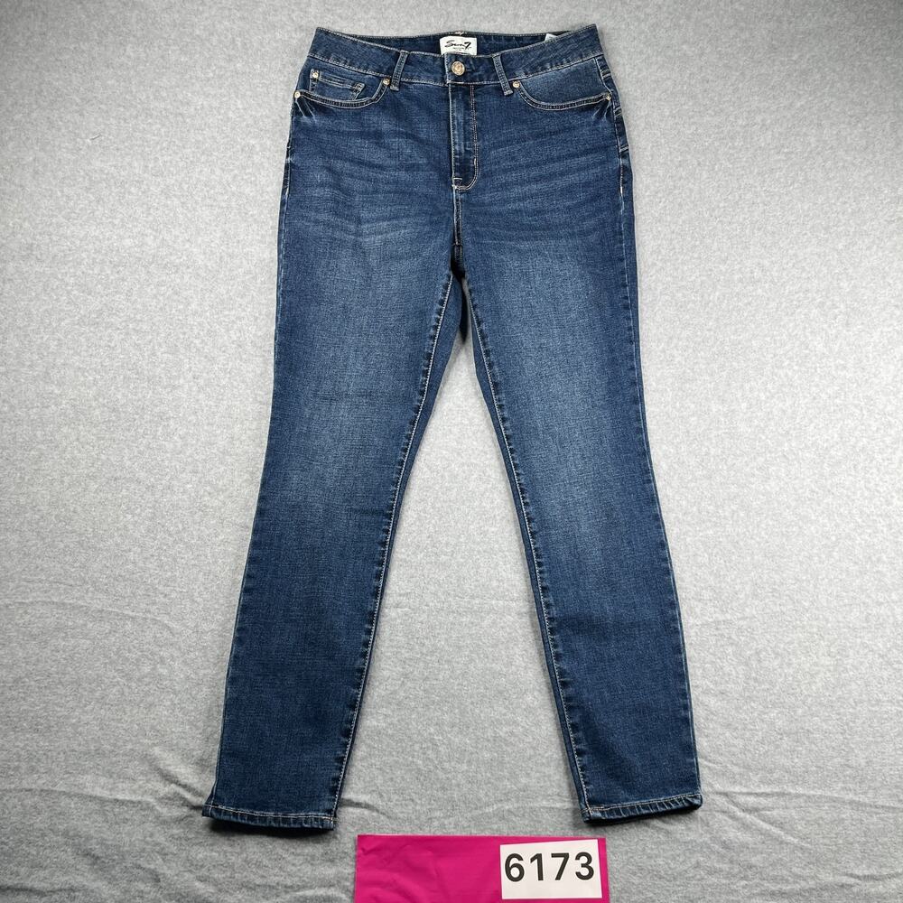 Seven7 Denim Jeans Booty Shaper Leggings Womens Size 10 Blue Light Distressed